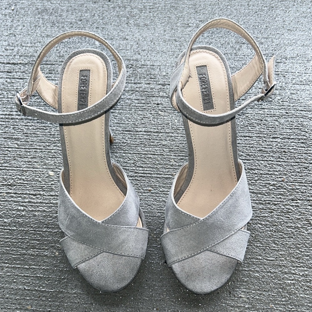 Forever 21 Stiletto Grey Faux Suede Heels - 4.5” heel - Picture 2 of 12